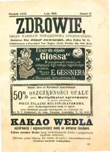 Zdrowie : miesięcznik poświęcony hygienie publicznej i prywatnej 1913 T. 29 nr 2