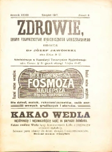 Zdrowie : miesięcznik poświęcony hygienie publicznej i prywatnej 1917 T. 33 nr 8