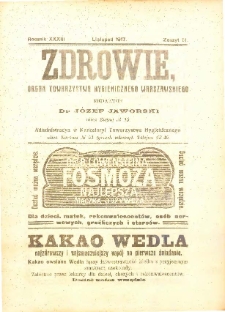 Zdrowie : miesięcznik poświęcony hygienie publicznej i prywatnej 1917 T. 33 nr 11