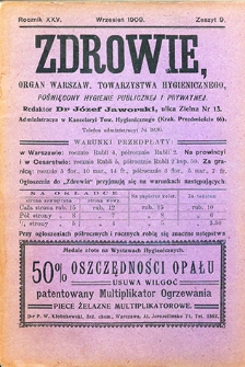Zdrowie : miesięcznik poświęcony hygienie publicznej i prywatnej. T.25 nr 9