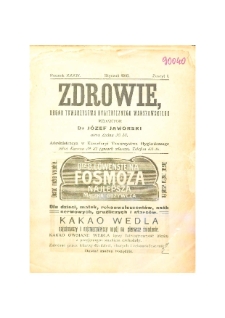 Zdrowie : miesięcznik poświęcony hygienie publicznej i prywatnej 1918 T. 34 nr 1