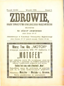 Zdrowie : miesięcznik poświęcony hygienie publicznej i prywatnej 1918 T. 34 nr 9