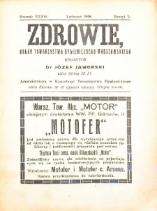 Zdrowie : miesięcznik poświęcony hygienie publicznej i prywatnej 1918 T. 34 nr 11