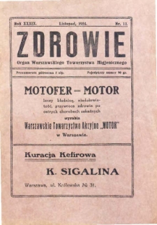 Zdrowie : miesięcznik poświęcony hygienie publicznej i prywatnej 1924 T. 39 nr 9