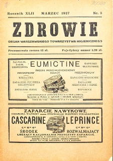 Zdrowie: miesięcznik poświęcony hygienie publicznej i prywatnej 1927. T. 42 Nr 3