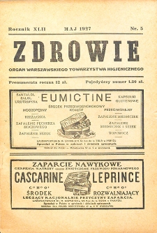 Zdrowie: miesięcznik poświęcony hygienie publicznej i prywatnej 1927. T. 42 Nr 5