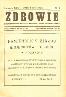 Zdrowie: miesięcznik poświęcony hygienie publicznej i prywatnej 1928 T. 43 nr 6