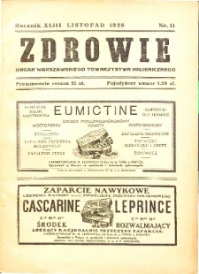 Zdrowie : miesięcznik poświęcony hygienie publicznej i prywatnej 1928 T. 43 nr 11