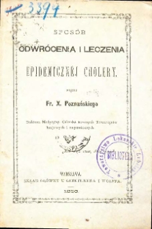 Spos&oacute;b odwr&oacute;cenia i leczenia epidemicznej cholery