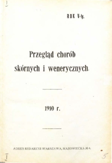 1910, Przegląd chor&oacute;b sk&oacute;rnych i wenerycznych nr 1-2
