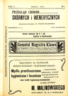 1910, Przegląd chor&oacute;b sk&oacute;rnych i wenerycznych nr 8