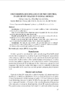 Factors influencing locus of pain control in students treated in dental offices