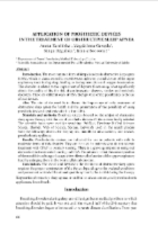 Application of prosthetic devices in the treatment of obstructive sleep apnea