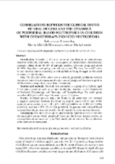 Correlations between the clinical status of oral mucosa and the dynamics of peripheral blood neutrophils in children with chemotherapy-induced neutropenia