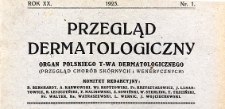 Przegląd chor&oacute;b sk&oacute;rnych i wenerycznych Rocznik XX 1925. Nr 1