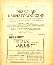 Przegląd chor&oacute;b sk&oacute;rnych i wenerycznych Rocznik XVIII 1923 nr 1