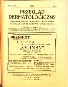 Przegląd chor&oacute;b sk&oacute;rnych i wenerycznych Rocznik XVIII 1923 nr 4