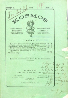 Kosmos: czasopismo Polskiego Towarzystwa Przyrodnik&oacute;w im. Kopernika. Zeszyt 1
