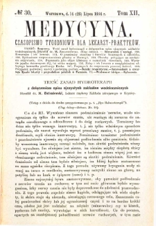 Medycyna czasopismo tygodniowe dla lekarzy praktycznych 1884 T. XII nr 30