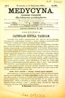 Medycyna czasopismo tygodniowe dla lekarzy praktycznych 1888-1889 T. XVII nr 8