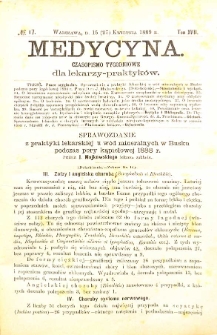 Medycyna czasopismo tygodniowe dla lekarzy praktycznych 1888-1889 T. XVII nr 17