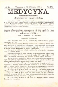 Medycyna czasopismo tygodniowe dla lekarzy praktycznych 1888-1889 T. XVII nr 50