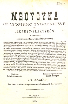 Medycyna czasopismo tygodniowe dla lekarzy praktycznych 1895-1896 T. XXIV (spis treści)