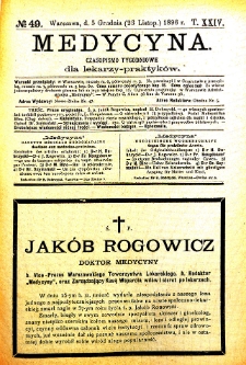 Medycyna czasopismo tygodniowe dla lekarzy praktycznych 1896 T. XXIV nr 49