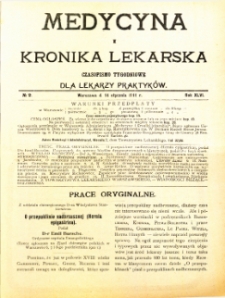 Medycyna i Kronika Lekarska : czasopiosmo tygodniowe dla lekarzy praktyk&oacute;w 1911, R. XLVI nr 2