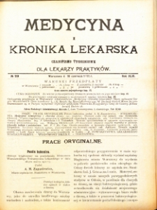 Medycyna i Kronika Lekarska : czasopiosmo tygodniowe dla lekarzy praktyk&oacute;w 1911, R. XLVI nr 23
