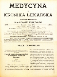 Medycyna i Kronika Lekarska : czasopiosmo tygodniowe dla lekarzy praktyk&oacute;w 1911, R. XLVI nr 27