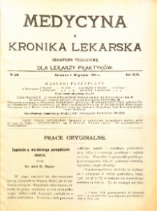 Medycyna i Kronika Lekarska : czasopiosmo tygodniowe dla lekarzy praktyk&oacute;w 1911, R. XLVI nr 52