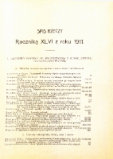 Medycyna i Kronika Lekarska : czasopiosmo tygodniowe dla lekarzy praktyk&oacute;w 1911, R. XLVI spis treści