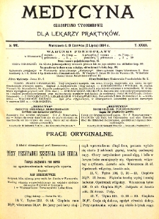 Medycyna czasopismo tygodniowe dla lekarzy praktycznych. 1903/1904 T. XXXII nr 27