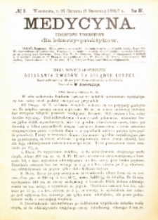 Medycyna i Kronika Lekarska : czasopiosmo tygodniowe dla lekarzy praktyk&oacute;w 1887, R. XV nr 2