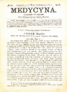 Medycyna i Kronika Lekarska : czasopiosmo tygodniowe dla lekarzy praktyk&oacute;w 1887, R. XV nr 14