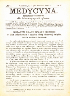 Medycyna i Kronika Lekarska : czasopiosmo tygodniowe dla lekarzy praktyk&oacute;w 1887, R. XV nr 17