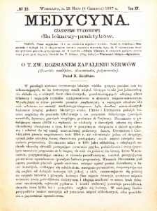 Medycyna i Kronika Lekarska : czasopiosmo tygodniowe dla lekarzy praktyk&oacute;w 1887, R. XV nr 23