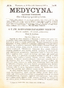 Medycyna i Kronika Lekarska : czasopiosmo tygodniowe dla lekarzy praktyk&oacute;w 1887, R. XV nr 23