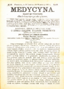 Medycyna i Kronika Lekarska : czasopiosmo tygodniowe dla lekarzy praktyk&oacute;w 1887, R. XV nr 37