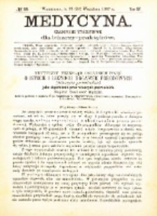 Medycyna i Kronika Lekarska : czasopiosmo tygodniowe dla lekarzy praktyk&oacute;w 1887, R. XV nr 39