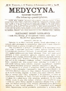 Medycyna i Kronika Lekarska : czasopiosmo tygodniowe dla lekarzy praktyk&oacute;w 1887, R. XV nr 42