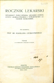 Rocznik Lekarski 1913-1917 T. III Spis treści