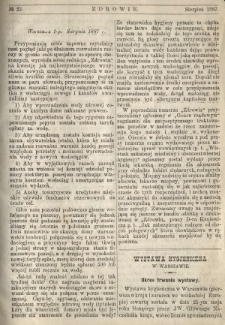 Zdrowie : miesięcznik poświęcony hygienie publicznej i prywatnej 1887 T. 3 nr 23