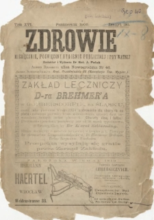 Zdrowie : miesięcznik poświęcony hygienie publicznej i prywatnej 1900 T. 16 nr 181