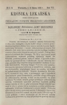 Kronika Lekarska : pismo poświęcone przeglądowi postęp&oacute;w umiejętności lekarskich 1886 R. 7 nr 5-6