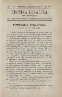 Kronika Lekarska : pismo poświęcone przeglądowi postęp&oacute;w umiejętności lekarskich 1886 R. 7 nr 11-12