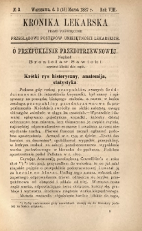 Kronika Lekarska : pismo poświęcone przeglądowi postęp&oacute;w umiejętności lekarskich 1887 R. 7 nr 3