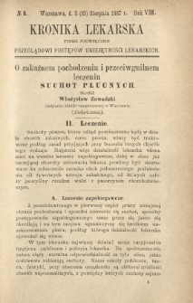 Kronika Lekarska : pismo poświęcone przeglądowi postęp&oacute;w umiejętności lekarskich 1887 R. 7 nr 8