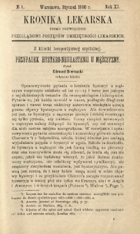 Kronika Lekarska : pismo poświęcone przeglądowi postęp&oacute;w umiejętności lekarskich 1890 R. 11 nr 1